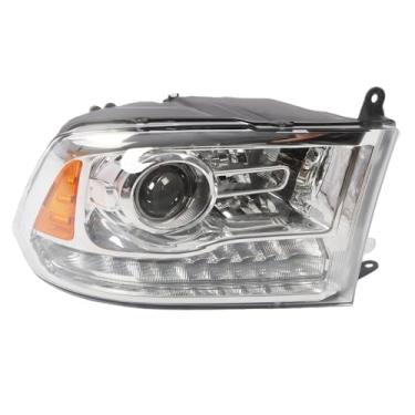 Imagem de Nakkaa Conjunto de farol de halogênio do lado do passageiro compatível com Ram 1500 2500 3500 2013-2015 com lâmpada DRL Chrome Trim Projetor dianteiro direito farol 68093216AD