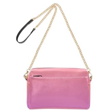 Imagem de Joitme Bolsa tiracolo feminina coral rosa orquídea gradiente para celular bolsa de couro PU com alça de corrente
