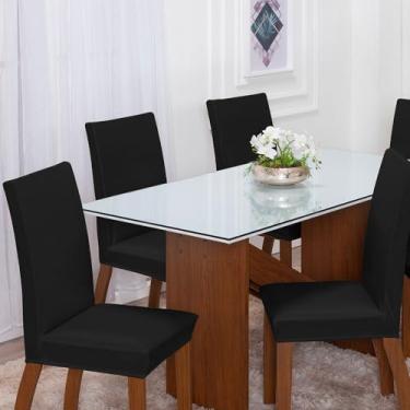 Imagem de Kit com 4 ou 6 capas de cadeira malha gel com elástico (6, Preto)