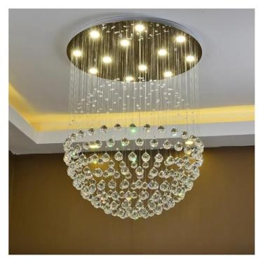 Imagem de Lustre de cristal moderno, luminária de chão dupla para sala de estar e sala de jantar, luminária de sótão com design simples, disponível em alturas de 50 cm e 40 cm.