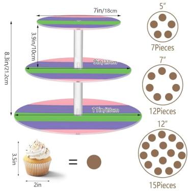 Imagem de Bandeira do orgulho Trigender, identidade sexual, 3 camadas, suporte de cupcake para chá para festa de chá, copo de acrílico, torre de bolo, decoração de mesa, bandeja de comida, suprimentos de festa