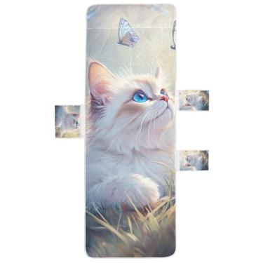 Imagem de Lindas capas de toalha de cadeira de sala de estar ragdoll gato borboleta toalhas de praia de piscina com bolsos espreguiçadeira costa 85 x 76 centímetros