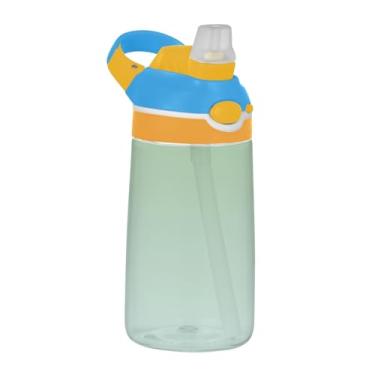 Imagem de Garrafa de água infantil gradiente azul claro verde dinossauro 473 ml à prova de vazamento garrafa de água esportiva com tampa de canudo 473 ml copo infantil reutilizável Tritan portátil, alça de
