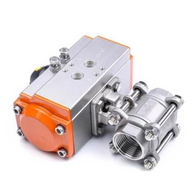 Imagem de Válvula de esfera pneumática de três peças de 1/10.2 cm aço inoxidável 304 Q611F-16P cilindro de dupla ação 1 peça