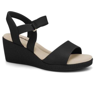Imagem de Sandalia ramarim ref 2473402 feminino - Comfortflex, 36, Preto, Bege
