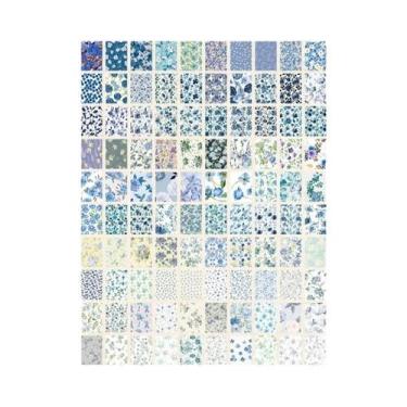 Imagem de Papel Para Scrapbook Com Padrão De Flores Coloridas 100pcs Vintage Flo