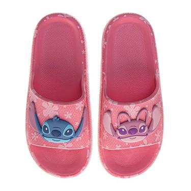 Imagem de Josmo Lilo & Stitch Slides Sandálias femininas bico aberto stich verão praia água piscina sapatos para meninas tamanho 6-10 EUA feminino, rosa, 36