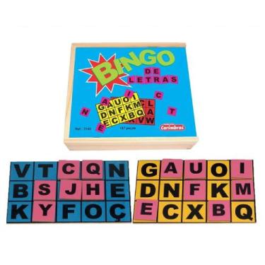 Imagem de Bingo das letras caixa com tampa 187 peças madeira - CARIMBRÁS
