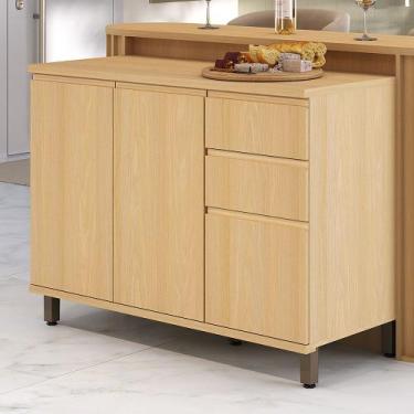 Imagem de Balcão de Cozinha 100 MDF 3 Portas e 2 Gavetas Com Tampo 120cm Aura Lu