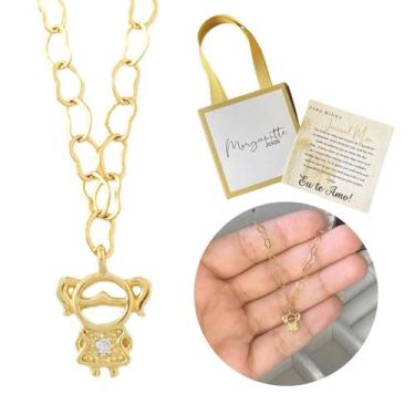 Imagem de Colar Filhos Pingentes menino e menina Banhado Ouro18k Lindo - Morgani