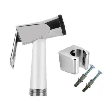 Imagem de Gatilho Ducha Higiênica Chuveirinho Metal Cromado + Suporte - ZRZ