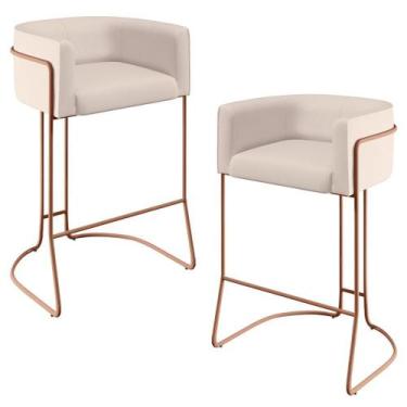 Imagem de Kit 02 Banquetas Decorativas Fixa Base de Aço Preto Betina D02 Veludo 