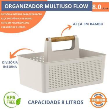 Imagem de Cesto Organizador Multiuso Flow 8L Com Alça Divisória Empilhável Lavan