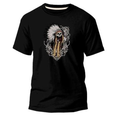 Imagem de Camiseta Basica Algodão Premium Estampa Digital Crânio Índio - Pavesi,