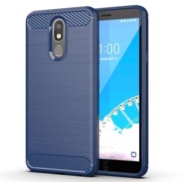 Imagem de Capa para LG Prime 2 Capa,Material de fibra de carbono,Macio antiderrapante,anti-óleo,Proteção total de capa de telefone compatível com LG Prime 2-Blue