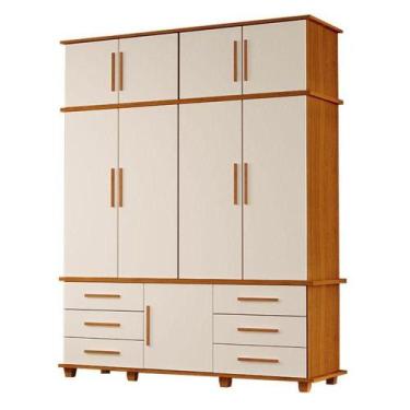 Imagem de Guarda Roupa Casal Londres 4 Portas Freijó Off White  Luapa Móveis