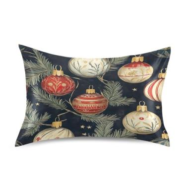 Imagem de Blueangle Fronha de cetim com ramos de pinheiro para cabelo e pele, fronha de seda, tamanho Queen (51 x 76 cm) - Capas de almofada de cetim com fecho de envelope (819)