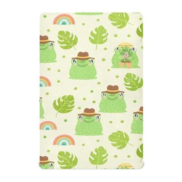 Imagem de SEHANY Lençol de berço de sapo fofo para meninos e meninas, macio, respirável, elástico, lençol com elástico padrão para bebês de 27 x 99 cm