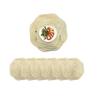 Imagem de Jogo Americano Dourado Recortado 38cm - Sousplat PVC com Design Openwork para Mesa Posta(B1037-KIT12)