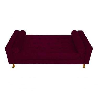 Imagem de Recamier Baú Félix Solteiro 90cm Suede Rosê - Doce Sonho Móveis Cor Suede Bordô