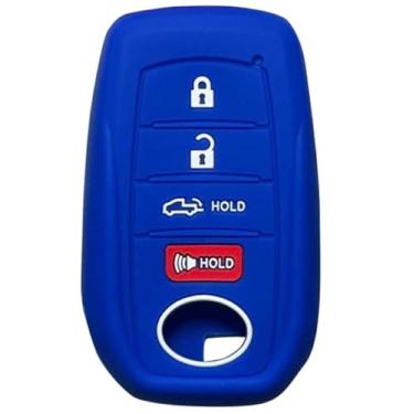 Imagem de Capa de chaveiro para Toyota Corolla Cross Grand Highlander Prius Prime Hybrid Highlander/Crown 2022-2024, silicone com 4 botões, protetor remoto de substituição de entrada sem chave (azul)