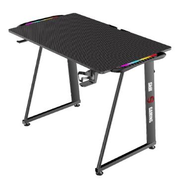 Imagem de Mesa Gamer LED rgb com suporte para Headset e Copo com organizador de cabos - Skill SKD-001M
