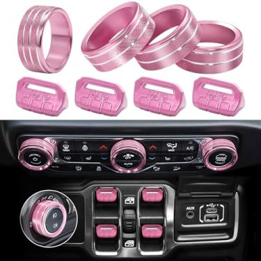 Imagem de Capa de botão de 8 peças para acessórios Jeep Wrangler JL JLU 2018-2025 2026 e Gladiator JT 2020-2025 2026, capa de botão de interruptor de janela JL Volume Rádio Ar Condicionado Tampa do botão do