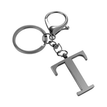 Imagem de Chaveiro De Aço Inoxidável Preto Letras A-Z Unissex Pingente Para Moch