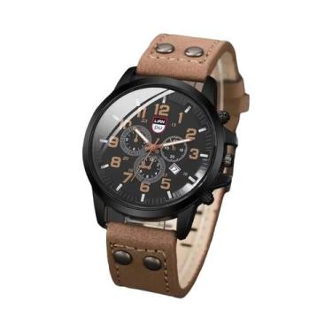 Imagem de Relógio De Pulso Masculino Casual Esportivo Com Pulseira De Couro, Cal