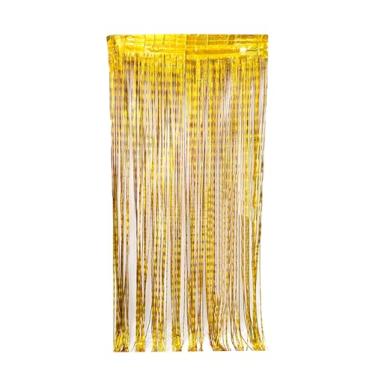 Imagem de Cortina de folha dourada, cortina metálica com franjas de folha de estanho, adereços de cabine de fotos para aniversário, casamento, noivado, despedida de solteira, Natal, férias, celebrações