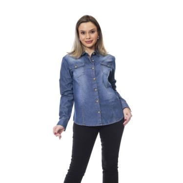 Imagem de Camisa Jeans Crocker Manga Longa Feminina-Feminino