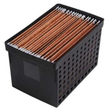 Imagem de Caixa arquivo móvel larga para pastas suspensas, estrutura resistente, fácil de transportar, ideal para organizar documentos no escritório e manter arquivos acessíveis