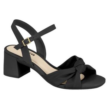 Imagem de Sandália Feminina Moleca Saltinho Bloco Baixo Fivela Nó, Preto, 35