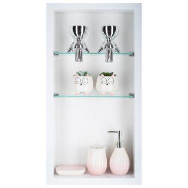 Imagem de Nicho Para Banheiro Em Porcelanato Polido Com Prateleira De Vidro (Bra