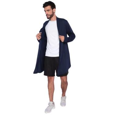 Imagem de Cardigan Masculino Básico Assimétrico Estiloso Meia Estação - Slim Fit