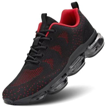 Imagem de Tênis masculino de caminhada, corrida, basquete, tênis, respirável, esportivo, academia, fitness, cross, Z55 Preto Vermelho, 44