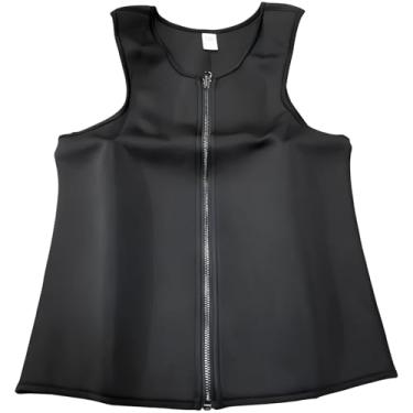 Imagem de LUMINFLY Colete masculino preto para sauna, modelador de neoprene com controle de barriga, top fitness sem mangas, tamanho G