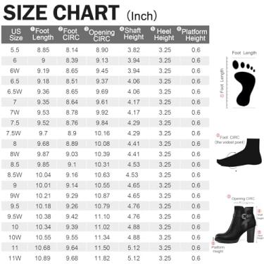 Imagem de mysoft Botas femininas de cano curto com salto grosso e zíper – Disponível em tamanhos amplos, Fivela preta, 6.5 Wide