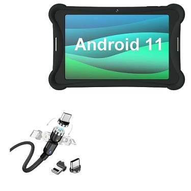 Imagem de BoxWave Cabo compatível com Visual Land Prestige Elite 10QH - Cabo MagnetoSnap AllCharge, cabo de carregamento magnético USB Tipo-C Micro USB - Preto Jet