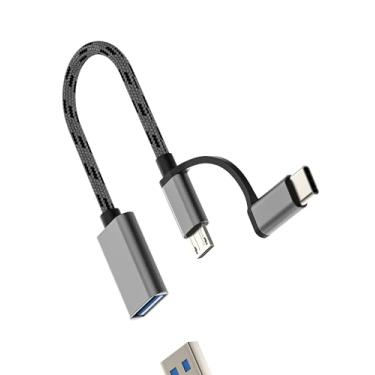 Imagem de Adaptador USB C Micro USB macho para USB fêmea (2 em 1) Porta de cabo OTG 3.0 para Apple iPhone 16 15 pro max Tipo C Adaptador Android para iPad USB-A Teclado Mouse Conector Flash Drive compatível com