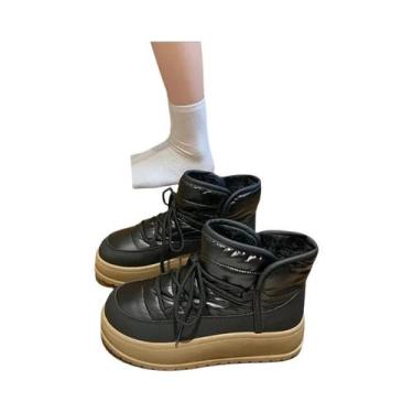 Imagem de Botas De Inverno Femininas De Cano Alto Com Forro De Pelúcia Grossa, Q