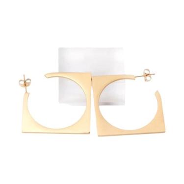 Imagem de Brincos grandes de aço inoxidável 316l, cor dourada, joias para mulher