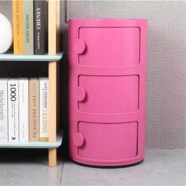 Imagem de Armário de banheiro pequeno – mesa de cabeceira redonda moderna com gavetas deslizantes, mesa de canto versátil para sala de estar, quarto e banheiro