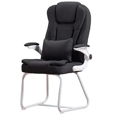 Imagem de Cadeira de escritório para jogos, cadeira de computador - Cadeira lateral confortável para conferências com braços, cadeira de assento resistente - Cadeira de sala de jantar moderna, sem rodas