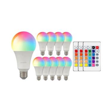 Imagem de Lâmpada LED RGB 20W Com Controle Remoto De 24 Teclas, Regulável, 1-10 
