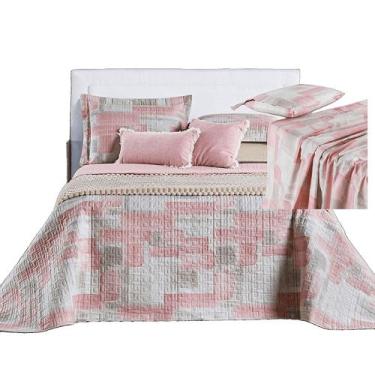 Imagem de Kit Coordenado Cobre Leito e Lençol Sensuale Casal Quadri 7 Peças - 80