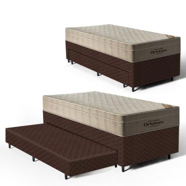 Imagem de Cama Box com Colchao de Molas Ensacadas AirTech + Auxiliar de Espuma Unique Solteiro 88cm