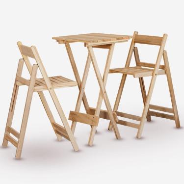 Imagem de Conjunto De Mesa Bistrô E 02 Cadeiras Em Eucalipto Sem Pintura