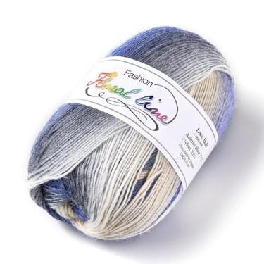 Imagem de Fio de tricô de lã arco-íris de 1 mm cerca de 335 m/rolo de fio de lã gradiente multicolorido para tricô e crochê