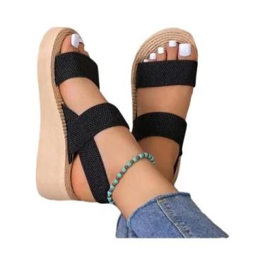 Imagem de Sandálias Femininas Minimalistas Com Salto Anabela, Bico Aberto, Plata